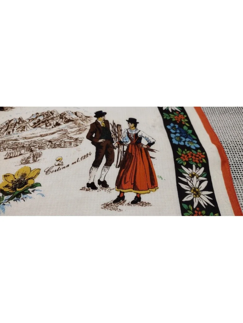 Vintage 60s Italian Adieffe Scarf Brown Colors Italian People MADE ITALY Acetate